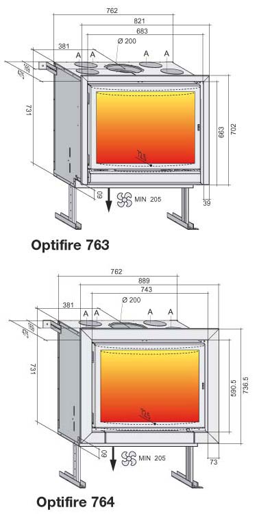 OptiFire 763/764 - rysunek techniczny